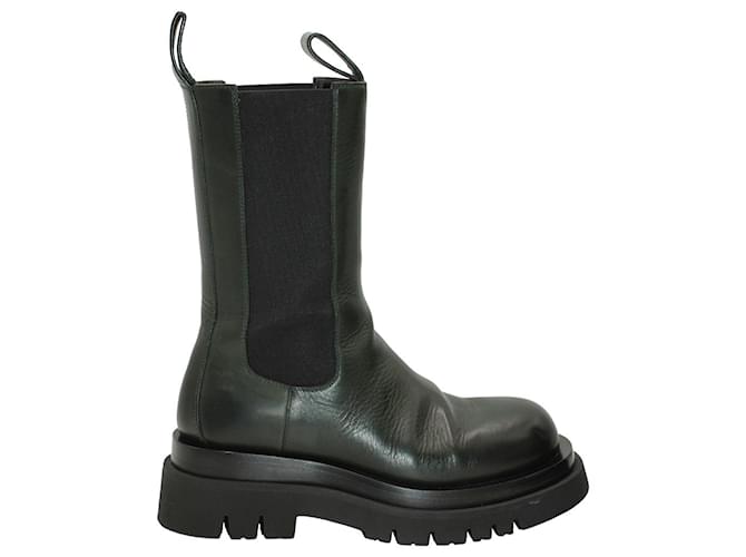Bottega Veneta Lug Chelsea Boots in Green Calfskin Leather  ref.960095