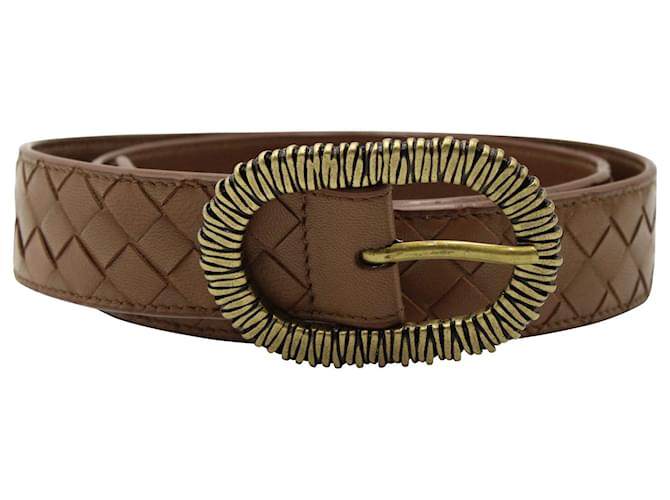 Bottega Veneta Intrecciato Belt in Brown Leather  ref.960101