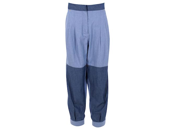 Calça jeans Loewe Patchwork de perna larga em algodão azul  ref.960113