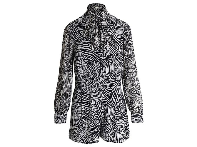 Michael Kors Pussy-Bow Playsuit aus recyceltem Polyester mit Animal-Print
