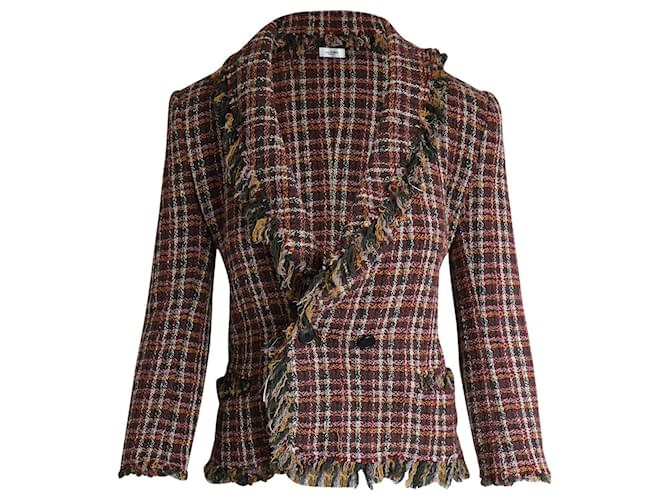 Isabel Marant Etoile Nicole Checked Tweed Double Breasted Blazer in Multicolor Cotton Multiple colors  ref.960131