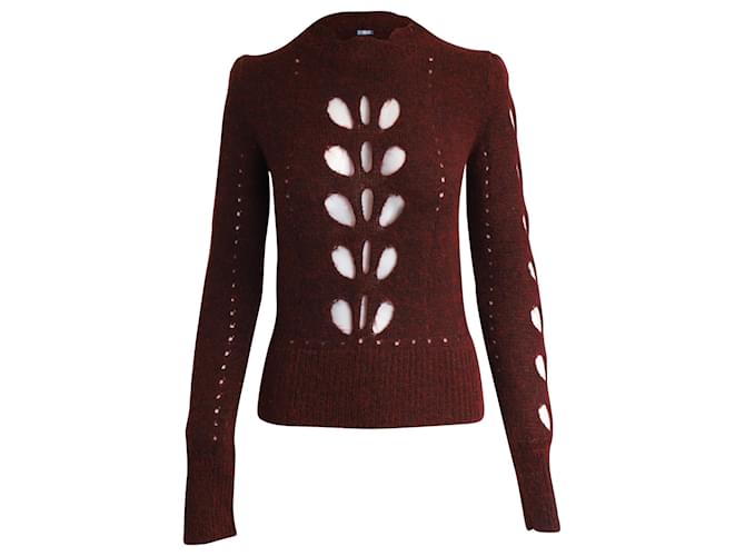 Isabel Marant Ilia Cutout Puff-Shoulder Sweater in Burgundy Acrylic Dark red  ref.960146