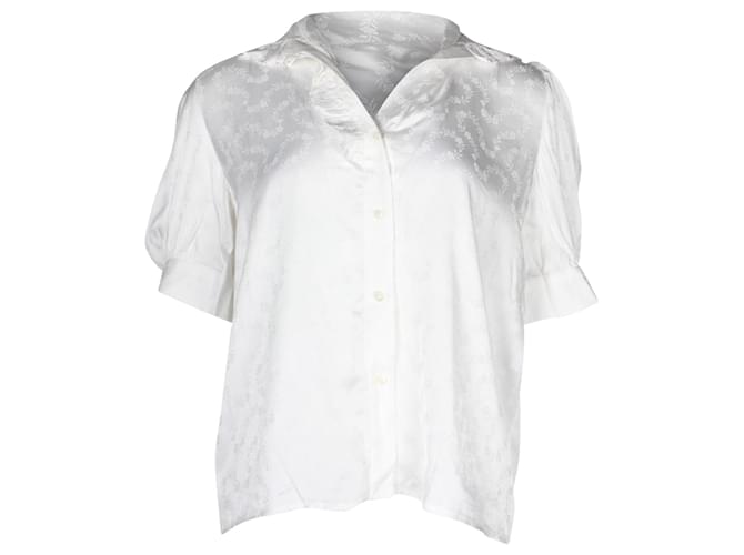 Camisa Sandro de Manga Corta en Viscosa Blanca Blanco Fibra de celulosa  ref.960155