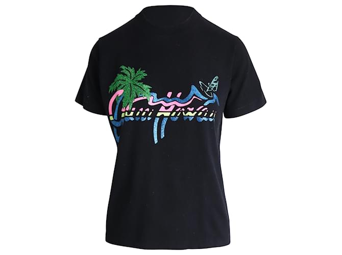 Camiseta de punto de algodón negro con estampado hawaiano de Gucci  ref.960156