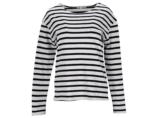 Nili Lotan Black hot & White Striped Long Sleeve T-Shirt - Small