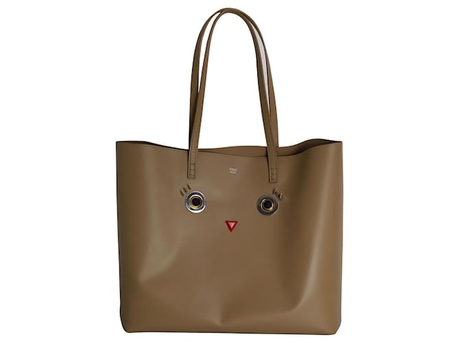 Fendi Hypnoteyes Shopping Tote Bag in Brown Leather  ref.960192