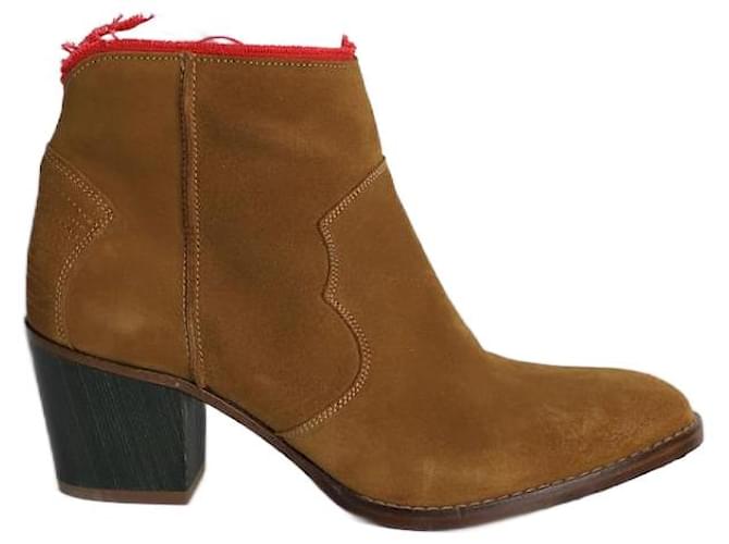 Zadig & Voltaire Ankle Boots in Camel Brown Suede Yellow  ref.960205