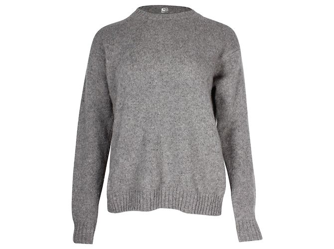 Acne Studio Strickpullover mit Rundhalsausschnitt aus grauer Wolle 