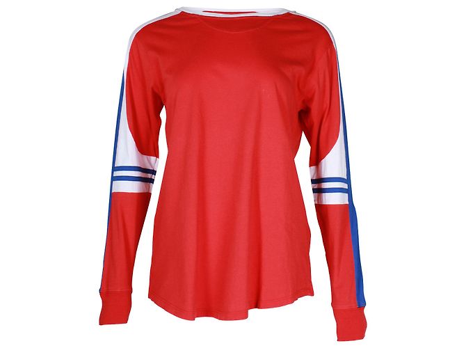 Top de manga larga Sandro de algodón rojo Roja