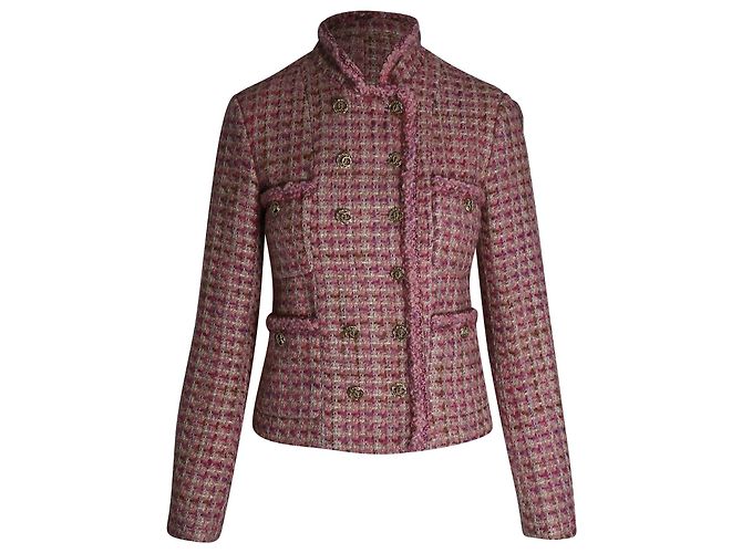 Timeless Chanel-gefütterte Tweed-Jacke aus rosa Wolle Pink