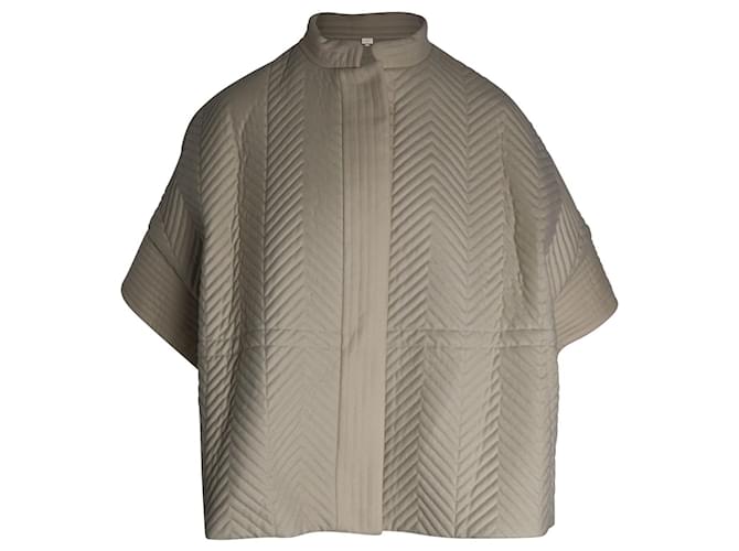 Gucci Chevron-Quilted Crop-Sleeve Jacket in Cream Wool White  ref.960222