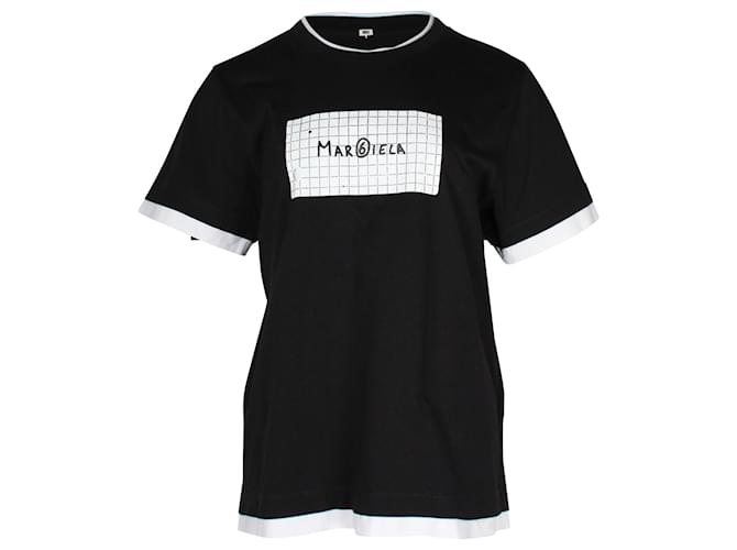 Maison Martin Margiela MM6 Camiseta de algodón negro con cuello redondo de Maison Margiela  ref.960223