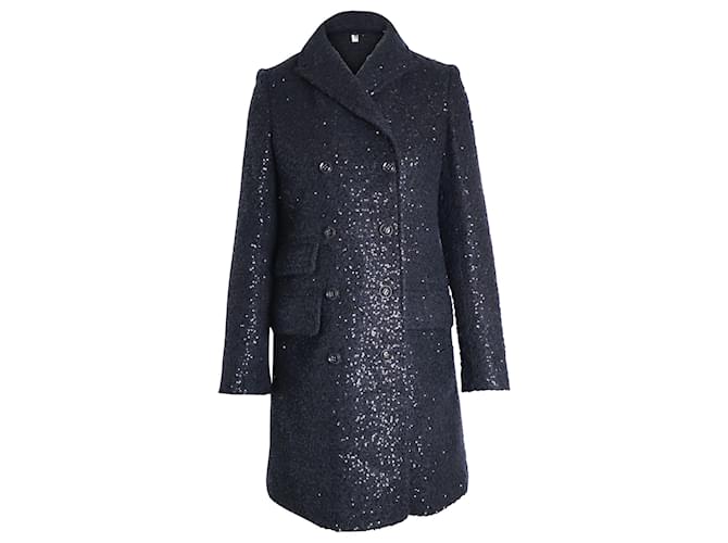 Diane Von Furstenberg Sequined Coat in Black Mohair Wool  ref.960226