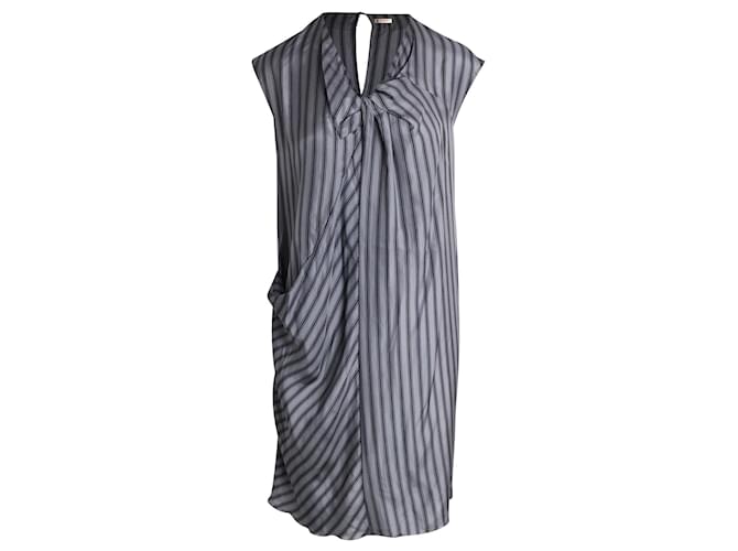 Marni Striped Dress in Grey Silk  ref.960248