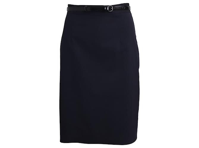 Moschino Cheap And Chic Skirt with Belt in Navy Blue Virgin Wool  ref.960249