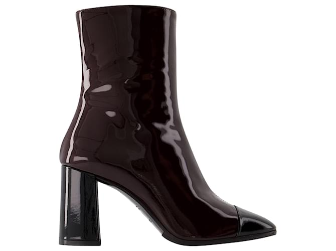 Donna Ankle Boots - Carel - Patent Leather - Brown/Black  ref.960262