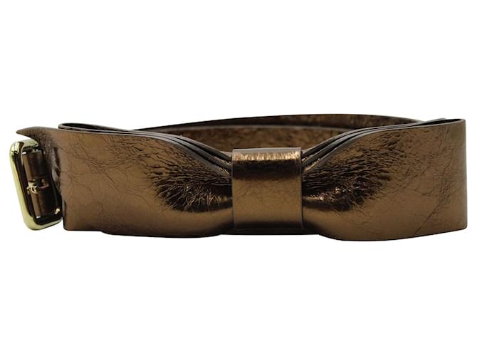 Chloé Chloe Bow Detail Buckle Belt en cuir bronze Métallisé  ref.960282