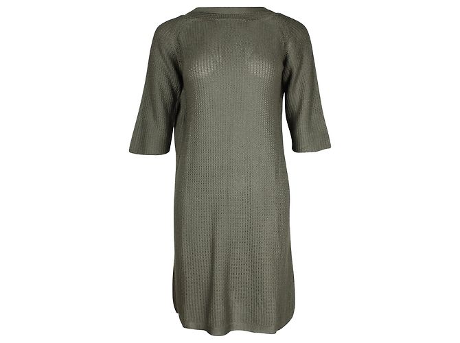 Hermès Knielanges Tunika-Strickkleid von Hermes aus grüner Seide