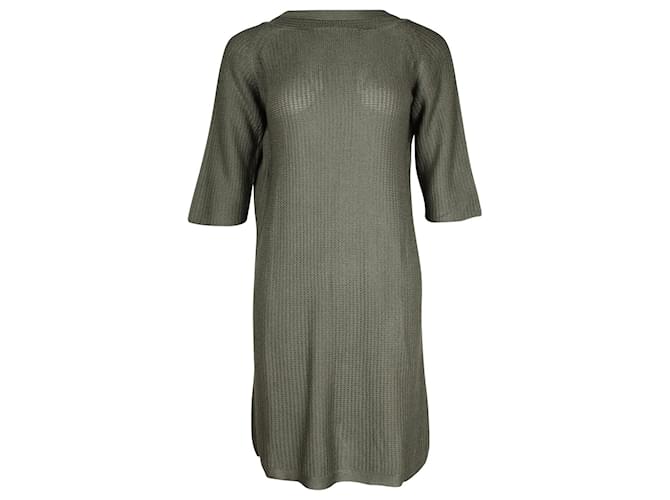 Hermès Hermes Robe tunique tricotée au genou en soie verte  ref.960284