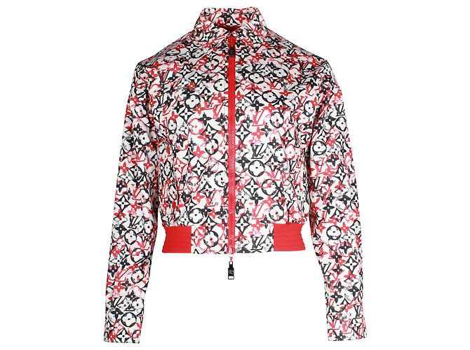 Twist Bomber corto con stampa logo monogramma Louis Vuitton LV in cotone rosso
