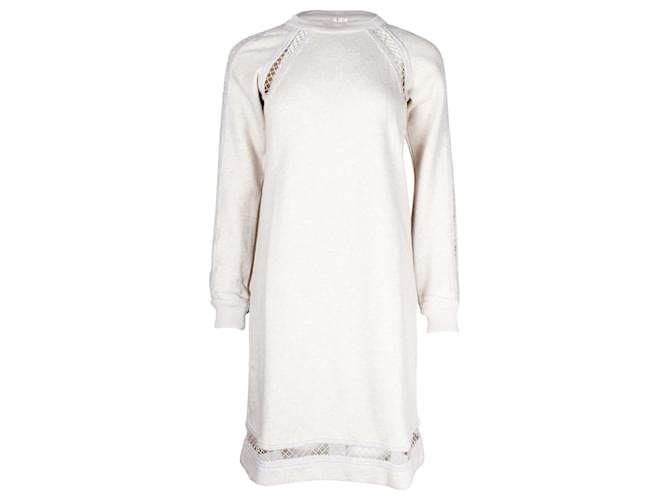 Chloé Minivestido estilo sudadera con detalle de aberturas Chloe en algodón color crema Blanco Crudo  ref.960351