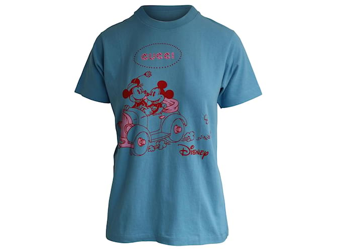 T-shirt graphique Gucci x Disney Minnie & Mickey Logo en coton bleu  ref.960356