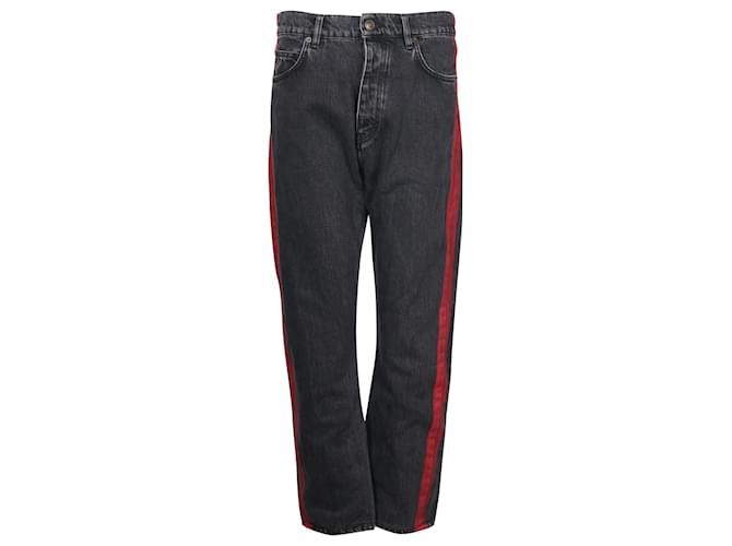 Balenciaga Denim-Jeans mit roten Streifendetails aus schwarzer Baumwolle  ref.960373
