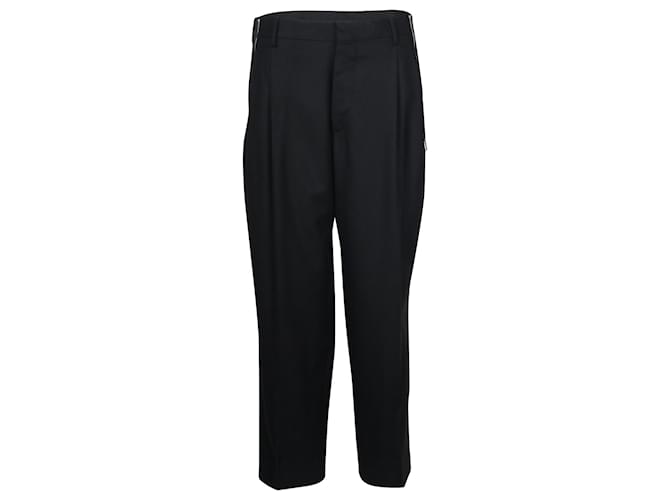 Pantalones Balenciaga con detalle de cremallera lateral en lana virgen negra Negro  ref.960374