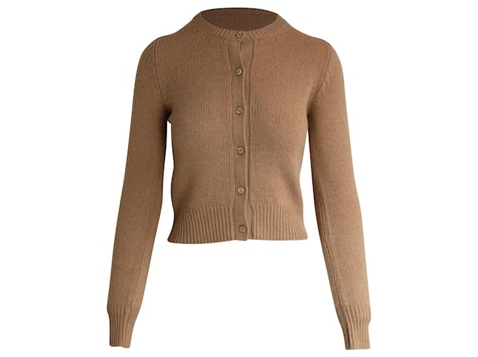 Prada Button-Front Cardigan in Brown Wool  ref.960406
