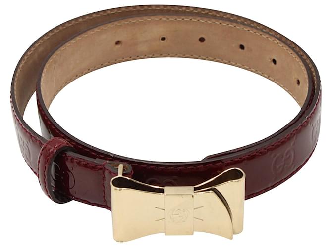 Gucci Bow Buckle Belt 95 cm in Red Patent Leather  ref.960422