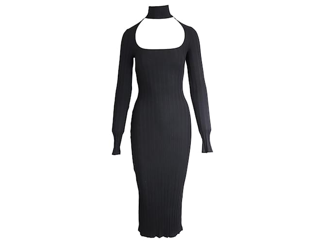 Vestido midi reformation com decote falso em tencel preto Liocel  ref.960425