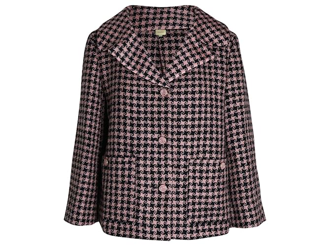 Gucci Houndstooth Jacket in Pink Wool  ref.960433