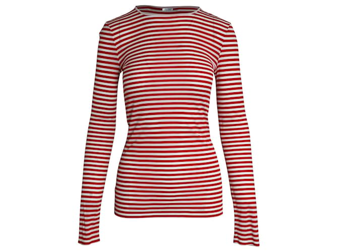 Max Mara Striped Long Sleeve Top in Red and White Viscose Cellulose fibre  ref.960484