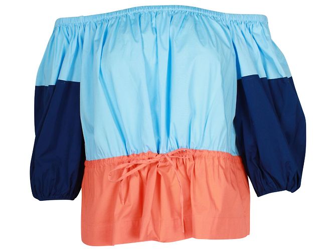 Staud Juliet Top con spalle scoperte in cotone multicolore Stampa python