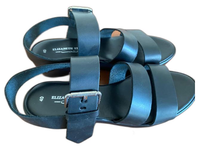 Sandali con zeppa Elizabeth Stuart in pelle nera misura 40 Nero