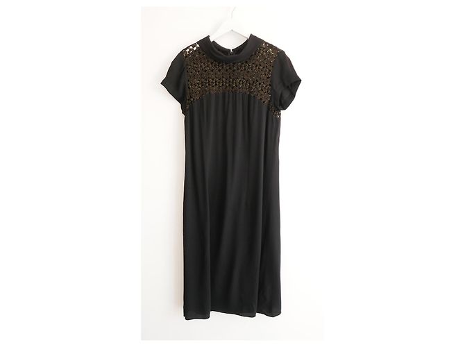 L'Agence L’Agence Crochet Yoke Black Dress