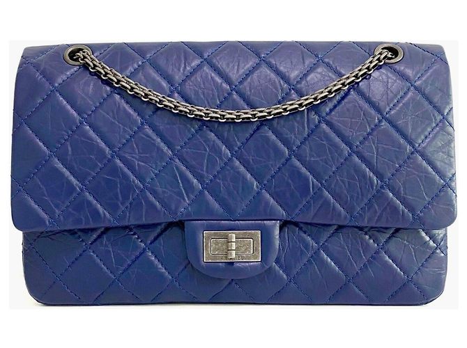 Chanel 2.55 Reissue Azul Couro de Novilho Acolchoado 227
