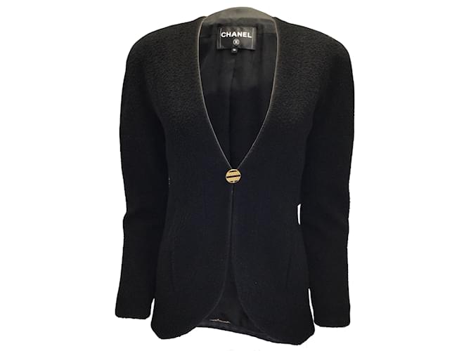 Chanel Black and Brown Button Down Cashmere Cardigan Size 38