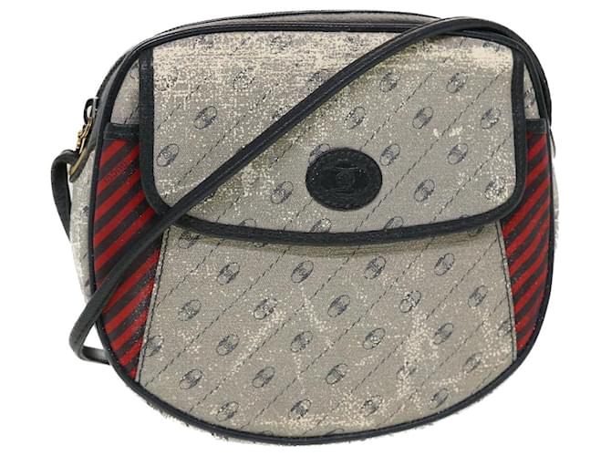 GUCCI Shoulder Bag PVC Leather Navy Gray Red Auth ti1146 Grey Navy blue  ref.960840