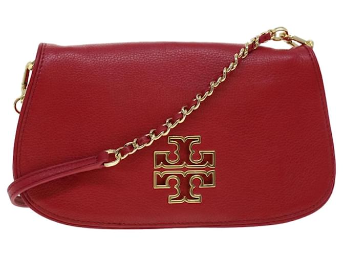 TORY BURCH Chain Shoulder Bag Leather Red HSP037 Auth am4539  ref.960920