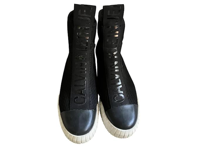 Calvin Klein ankle boots Nero Tela  ref.960937
