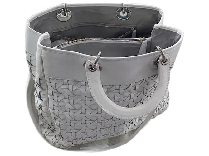 Christian Dior Lady Dior Avenue summer braided bag in white color Leather  ref.960951