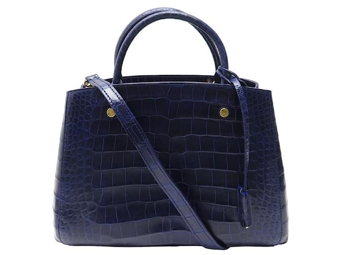 LOUIS VUITTON MONTAIGNE MM NAVY BLUE CROCODILE LEATHER PURSE HAND BAG  Exotic leather ref.961058 - Joli Closet