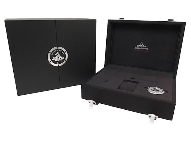 NUEVA CAJA PARA RELOJ OMEGA SPEEDMASTER LEGENDARY MOONWATCH + TARJETERO Negro Lienzo  ref.961061