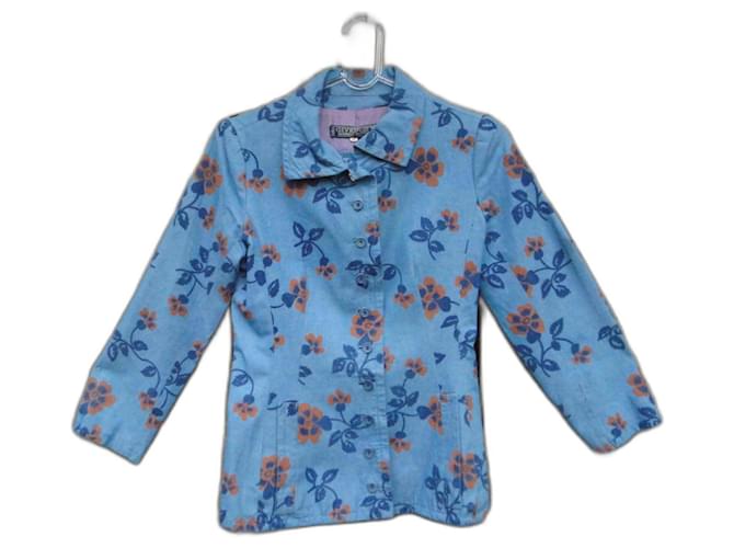 vintage Givenchy jacket size 38 Light blue Cotton Linen  ref.961099