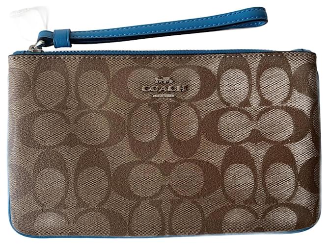 Coach Clutch bags Brown Blue Leather  ref.961103