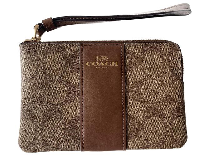 Coach Clutch Bag aus Leder Caramel Karamell