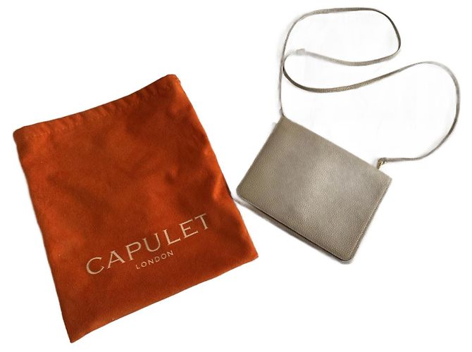 Autre Marque Borsa a tracolla Capulet London Pelle Caviale Beige Oro D'oro