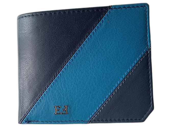 Autre Marque Egon Von Furstenberg Leather Wallet Navy and Light Blue Navy blue