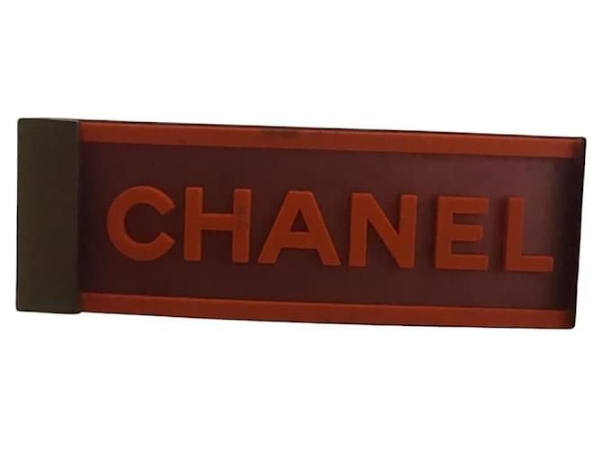 ***Chanel CC Logo Barrette Accessoire pour cheveux Orange Bijouterie argentée  ref.961248